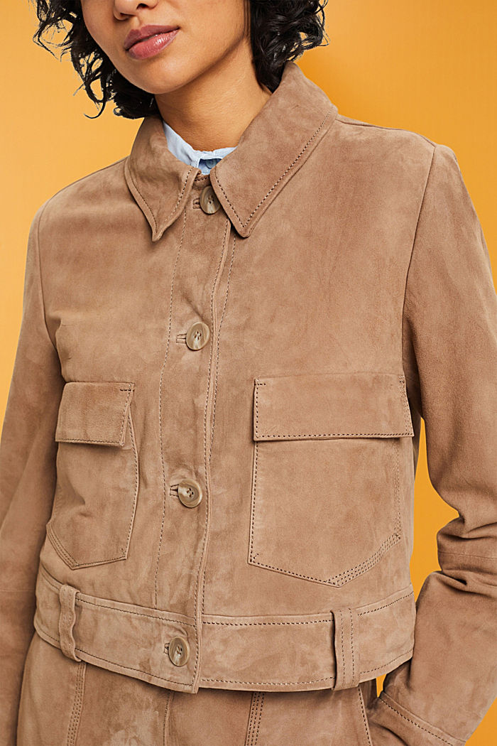 Suede leather jacket, TAUPE, detail-asia image number 3