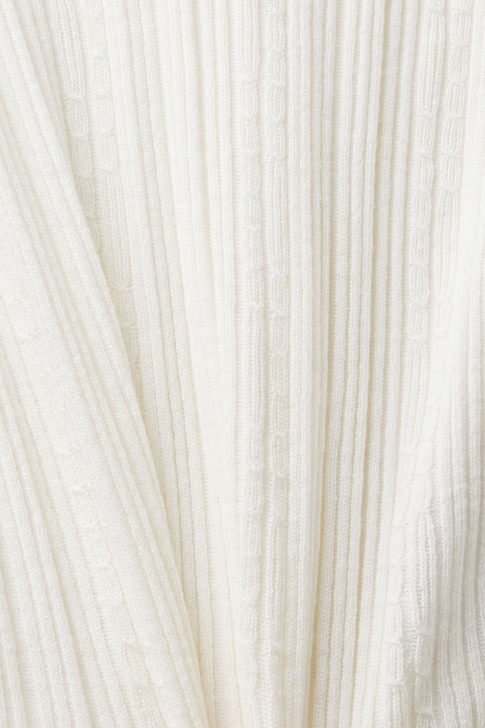Knitted V-neck top with linen, OFF WHITE, detail-asia image number 4