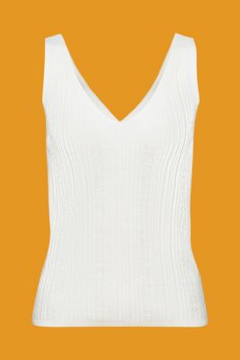 Knitted V-neck top with linen