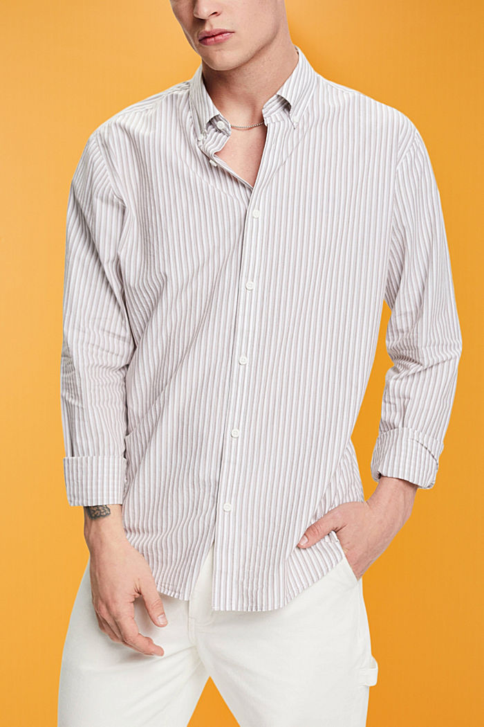 Striped sustainable cotton shirt, TOFFEE, detail-asia image number 0