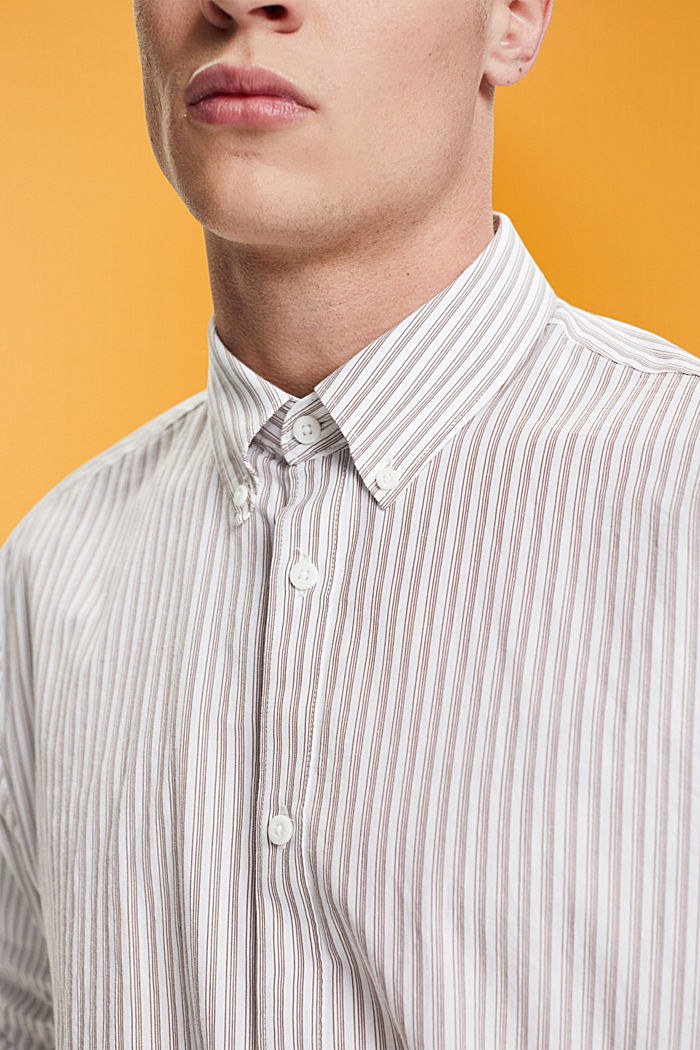Striped sustainable cotton shirt, TOFFEE, detail-asia image number 2