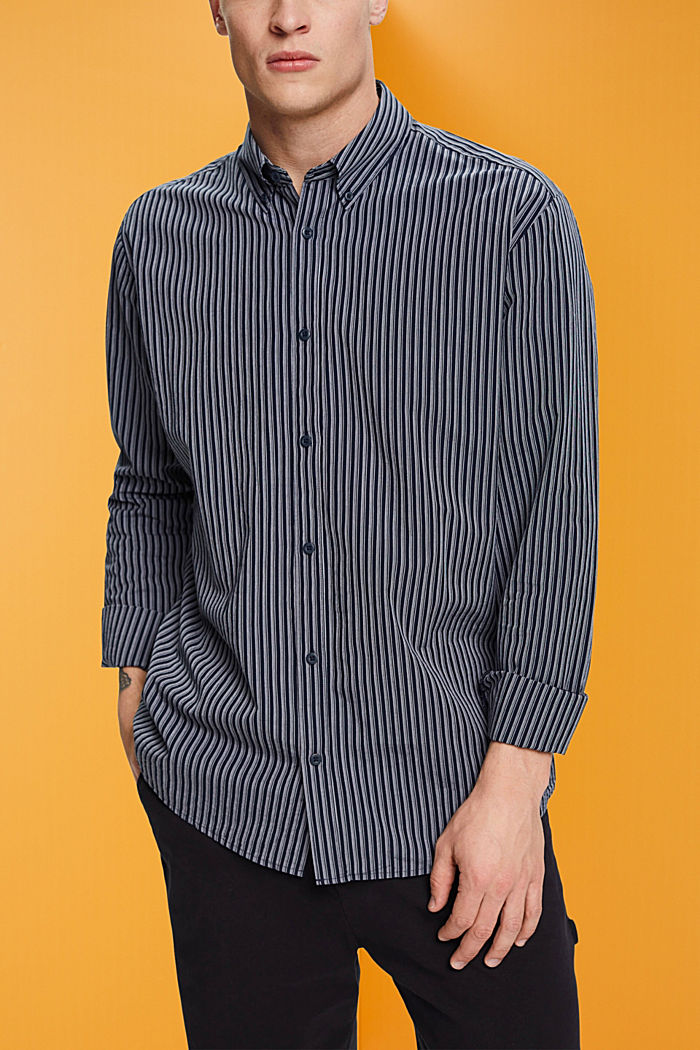 Striped sustainable cotton shirt, NAVY, detail-asia image number 0