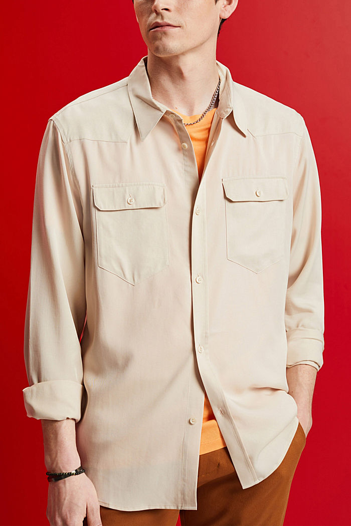 ‌流暢順滑的萊賽爾恤衫, 淺灰褐色, detail-asia image number 0