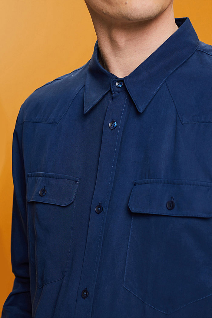 ‌流暢順滑的萊賽爾恤衫, 深藍色, detail-asia image number 2