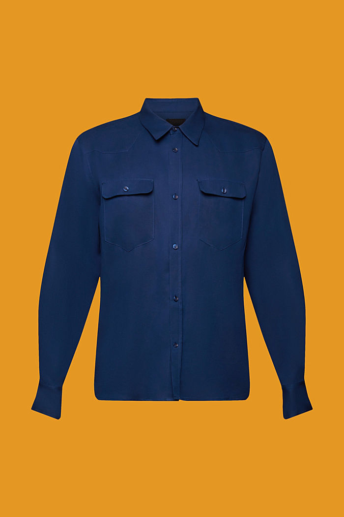 ‌流暢順滑的萊賽爾恤衫, 深藍色, detail-asia image number 5