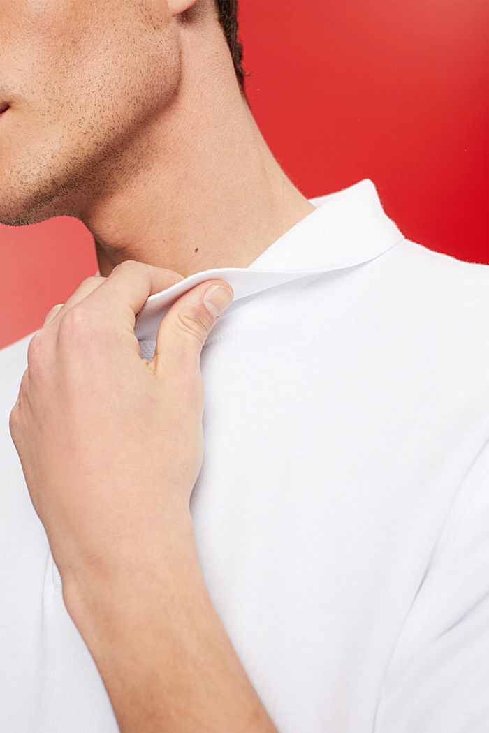 Pima cotton polo shirt, WHITE, detail-asia image number 2