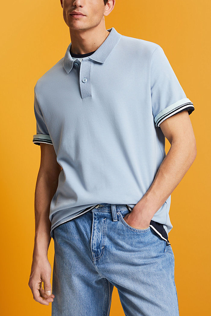 Pima cotton polo shirt, LIGHT BLUE LAVENDER, detail-asia image number 0