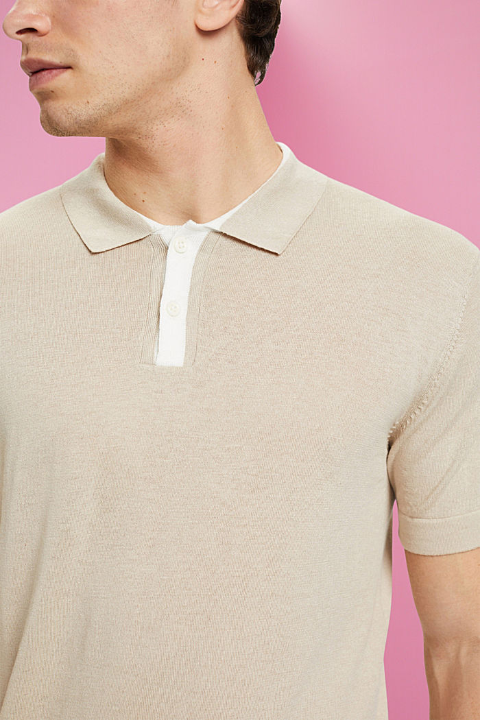 Blended TENCEL and sustainable cotton polo shirt, LIGHT TAUPE, detail-asia image number 2