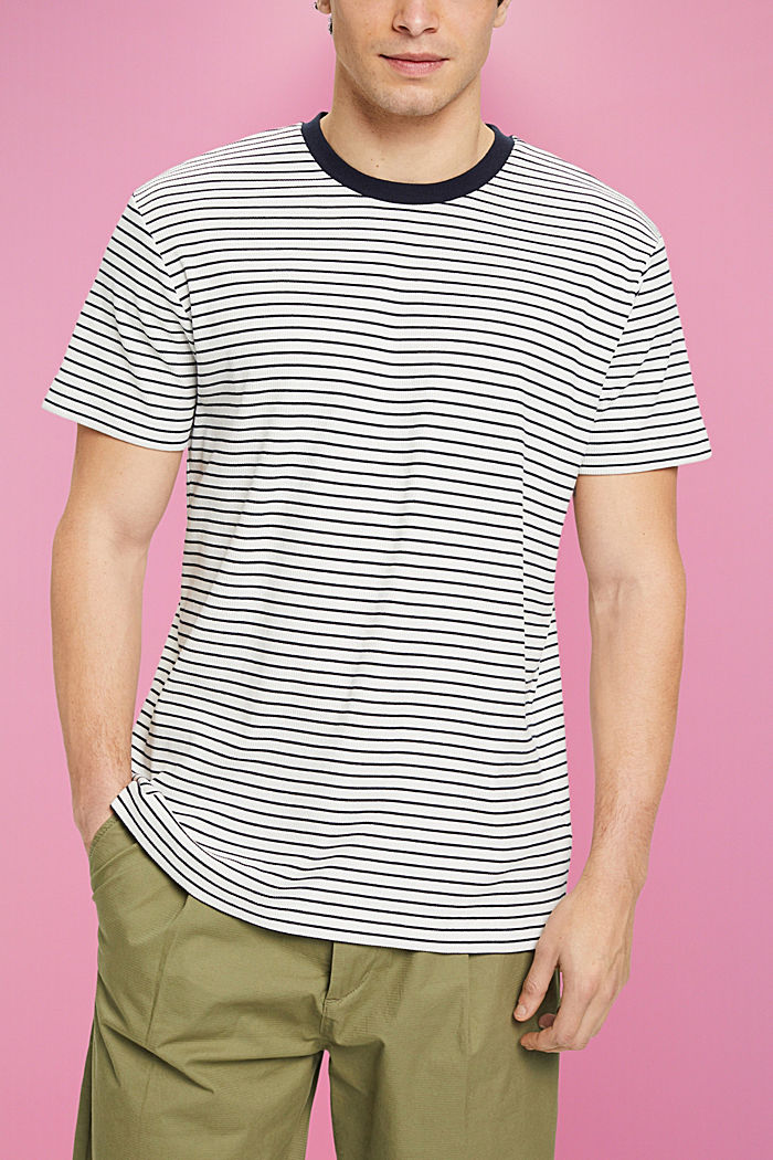 Ribbed and striped T-shirt, NAVY, detail-asia image number 0