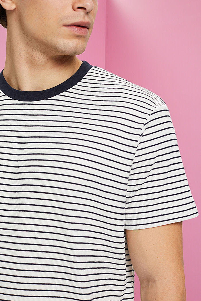 Ribbed and striped T-shirt, NAVY, detail-asia image number 2