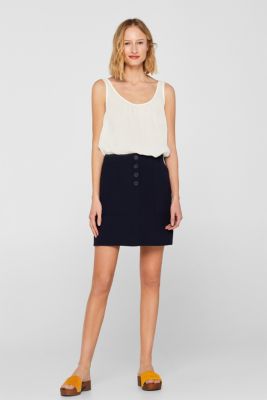 Esprit - Stretch skirt with pockets and a button placket at our Online Shop