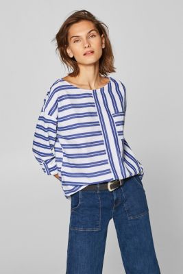 Esprit Gestreifte TurnupBluse, 100 Baumwolle im Online Shop kaufen