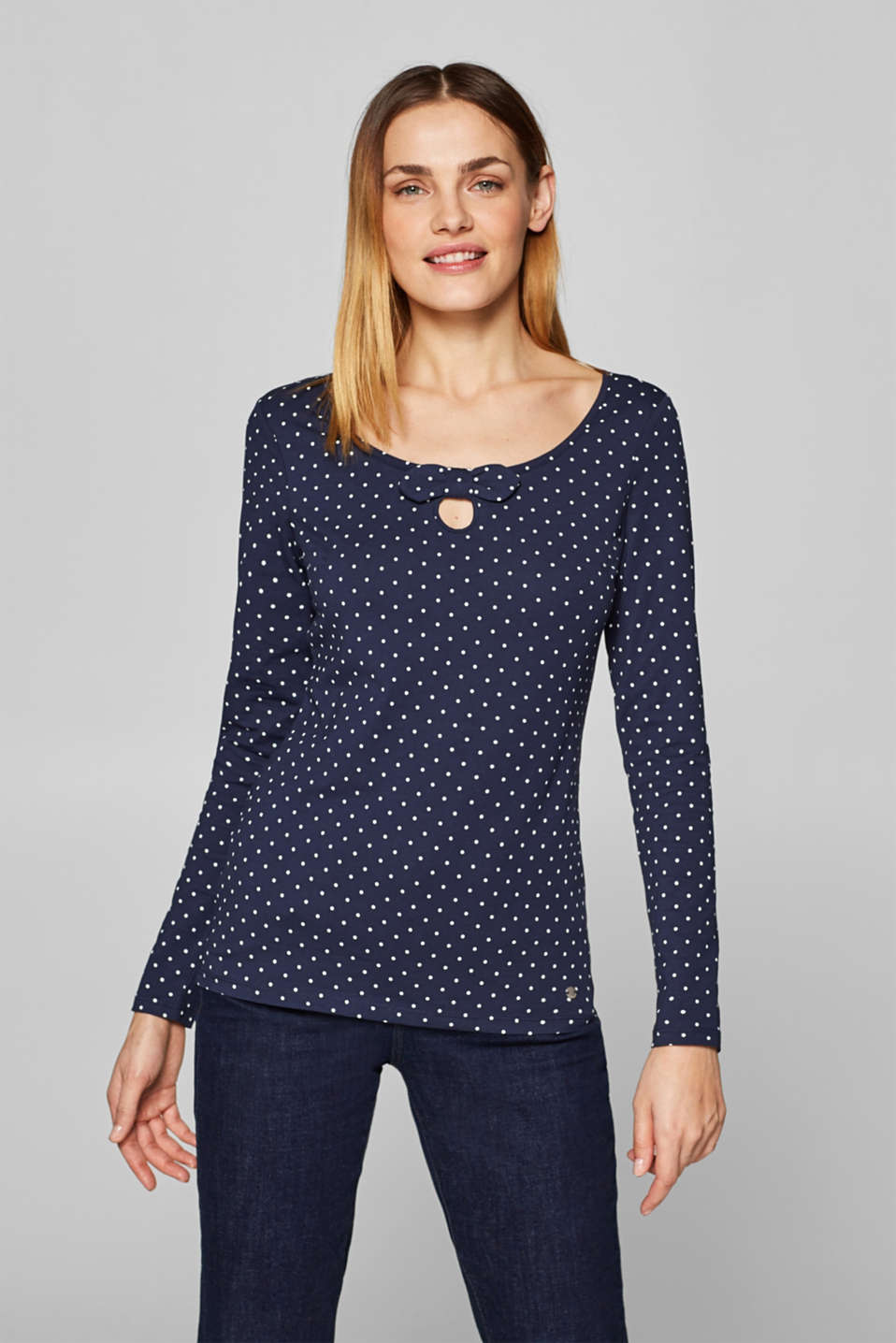 Esprit - Stretch long sleeve top with organic cotton at our Online Shop