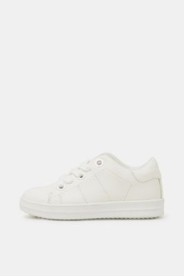 black faux leather trainers