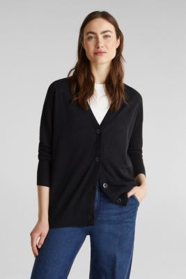 Esprit - Blended linen: V-neck cardigan at our Online Shop