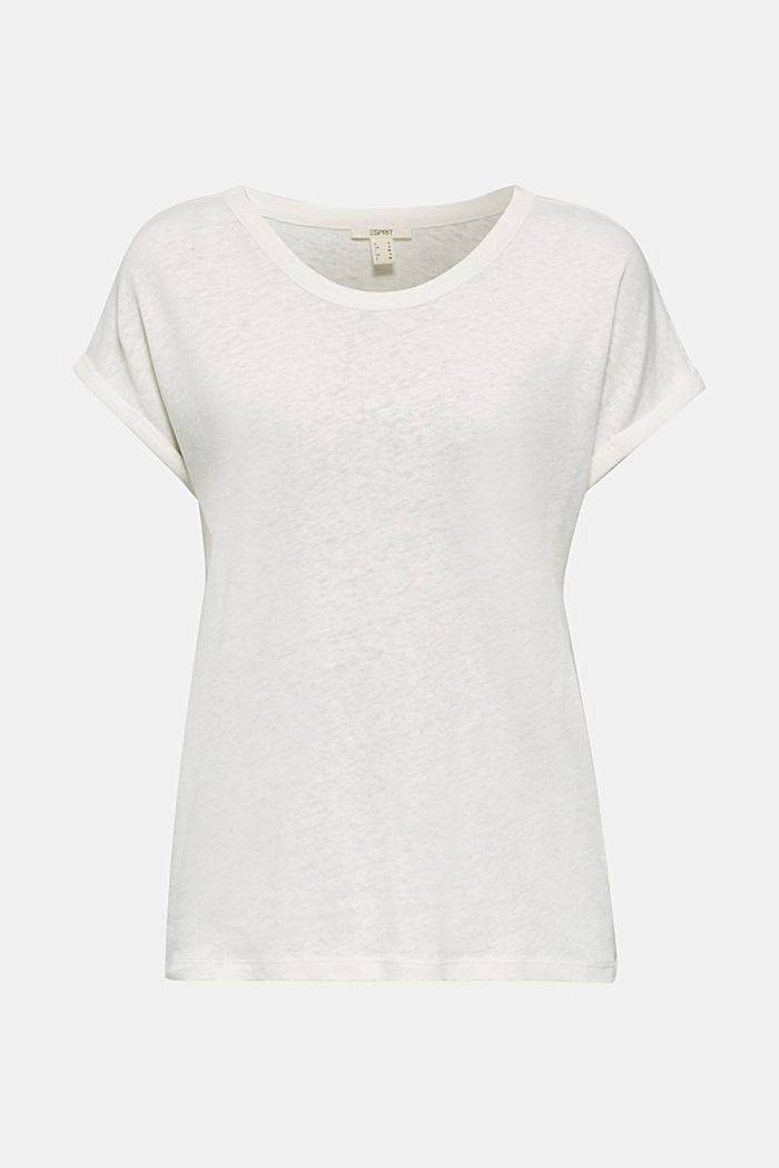 Aus Leinen-Mix: Shirt im Clean-Look, OFF WHITE, detail image number 0