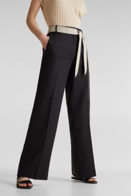 black mesh stripe high waisted wide leg trousers