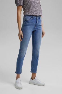 Stretchjeans met splitten, biologisch katoen