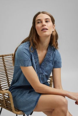 Denim jurk met tuniek-look, organic cotton