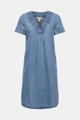 Denim jurk met tuniek-look, organic cotton