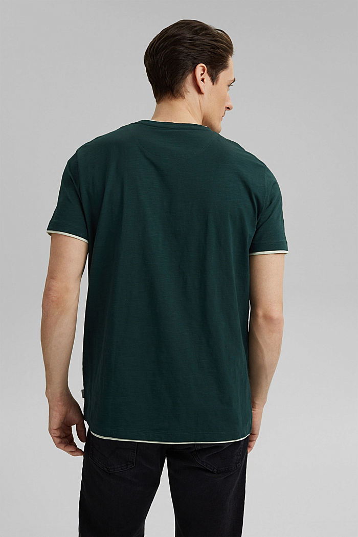 Jersey T-shirt met laagjeslook van 100% biologisch katoen, TEAL BLUE, detail image number 3