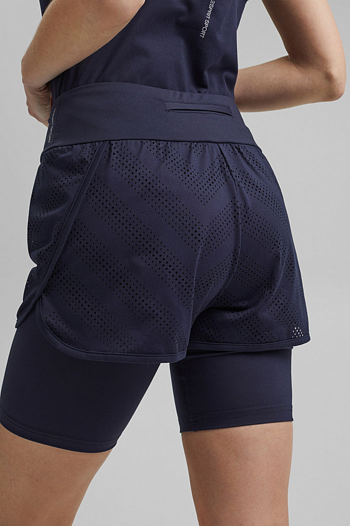 Gerecycled: double layered short, E-DRY, NAVY, detail image number 5