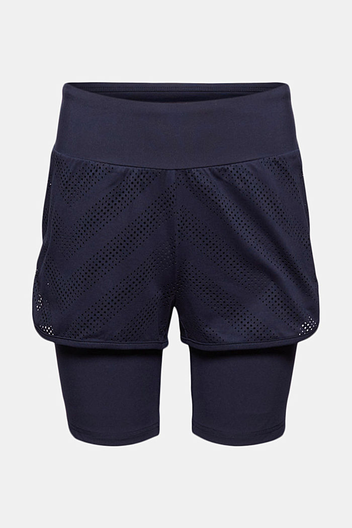 Gerecycled: double layered short, E-DRY, NAVY, overview