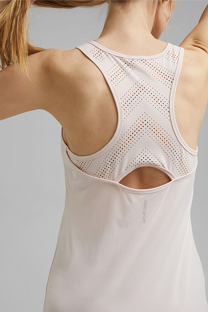 Recycled: sleeveless top with laser-cut details and E-DRY