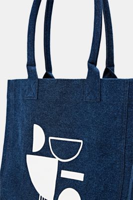 ESPRIT - Denim-effect shopper with a print at our Online Shop