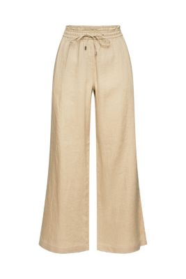 ESPRIT Pantalon en lin à jambes larges