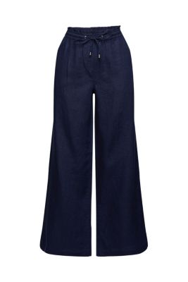 ESPRIT Pantalon en lin à jambes larges