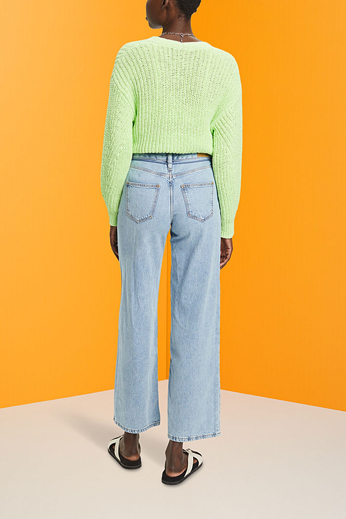 High-rise wide leg jeans with shoe lace belt, BLUE LIGHT WASHED, detail-asia image number 3