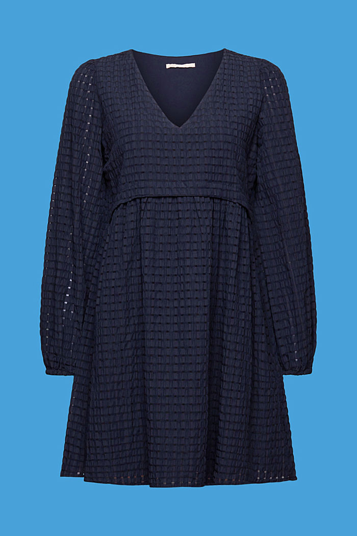 Textured mini dress with a flounced hem, NAVY, detail-asia image number 6