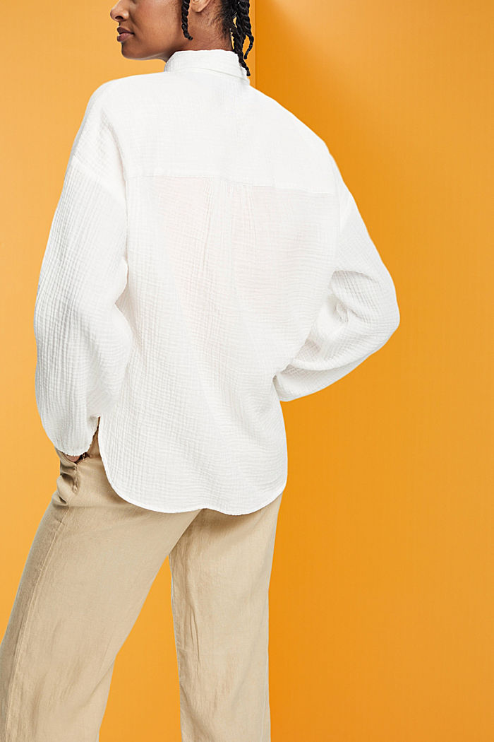 Textured cotton blouse, WHITE, detail-asia image number 3