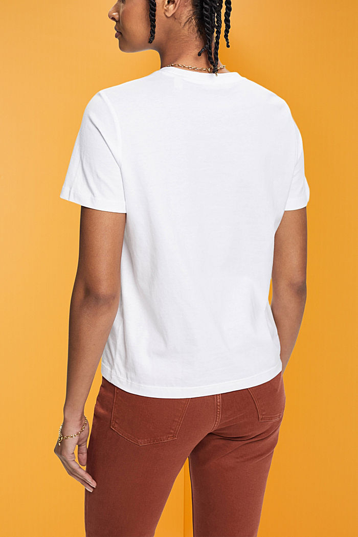 프린트가 있는 코튼 티셔츠, WHITE, detail-asia image number 3