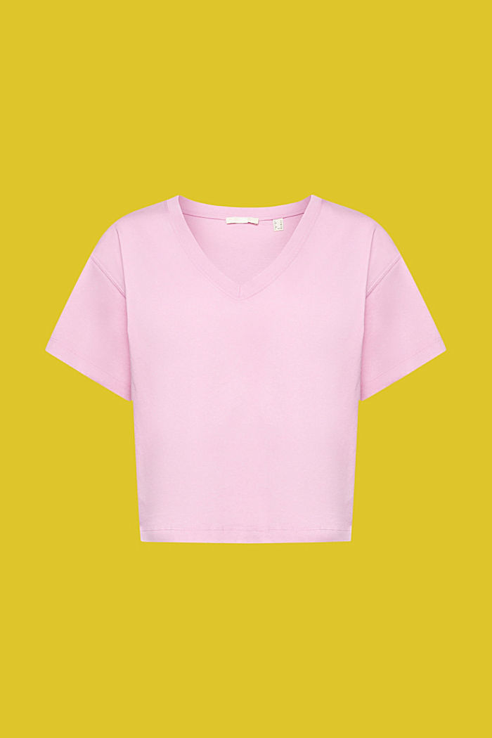 Cotton V-neck t-shirt, LILAC, detail-asia image number 5