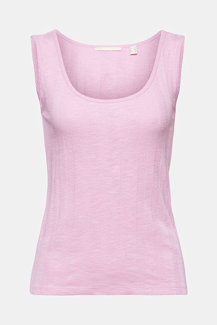 Textured rib effect cotton vest top, LILAC, detail-asia image number 6
