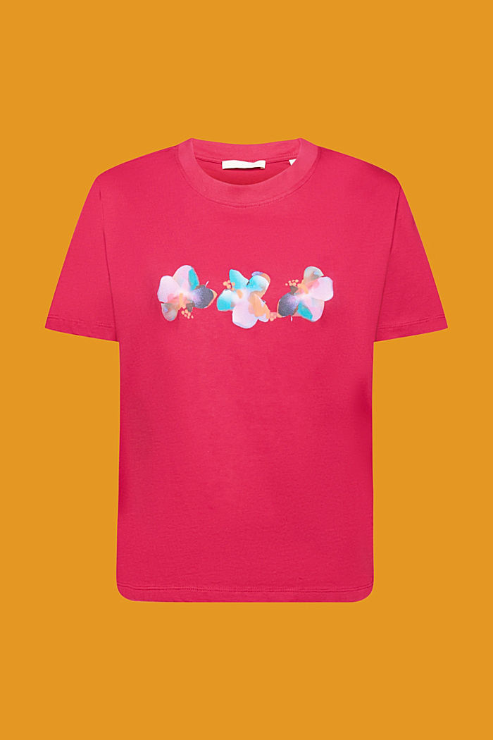 棉質花卉印花T恤, 深粉紅色, detail-asia image number 5
