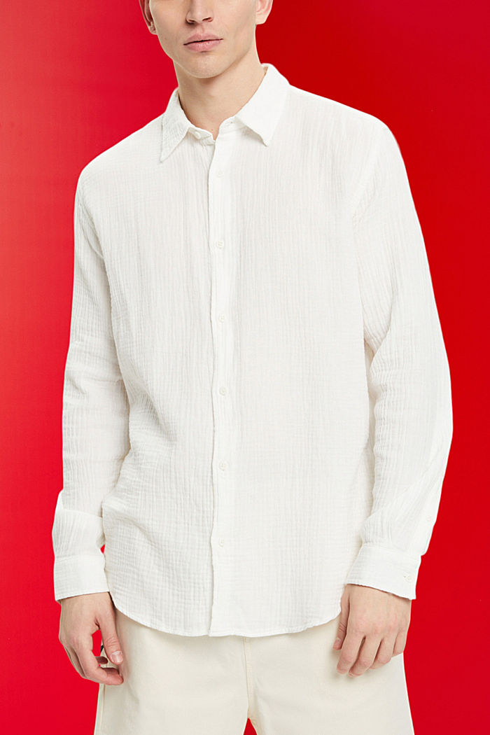 Sustainable cotton muslin shirt, OFF WHITE, detail-asia image number 0