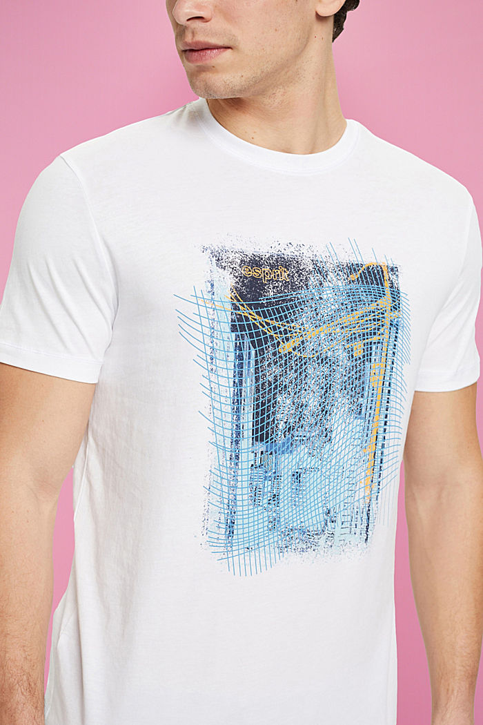 프린트가 있는 지속 가능한 코튼 소재 티셔츠, WHITE, detail-asia image number 2