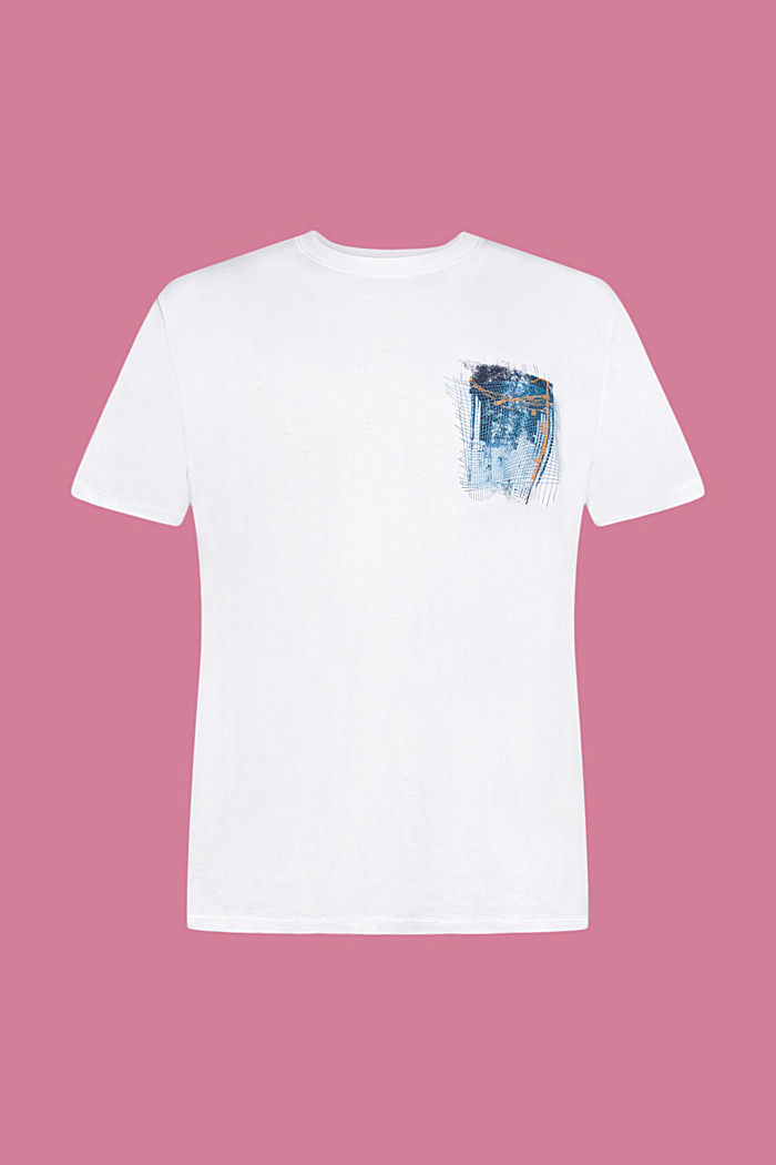 프린트가 있는 지속 가능한 코튼 소재 티셔츠, WHITE, detail-asia image number 5