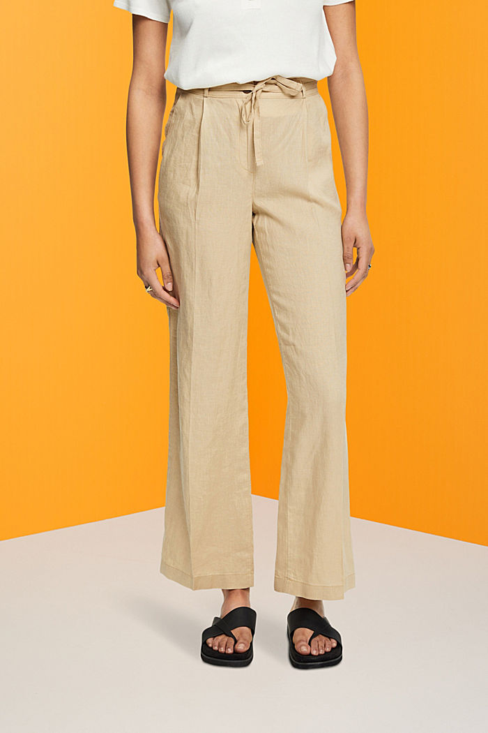 Wide fit linen trousers
