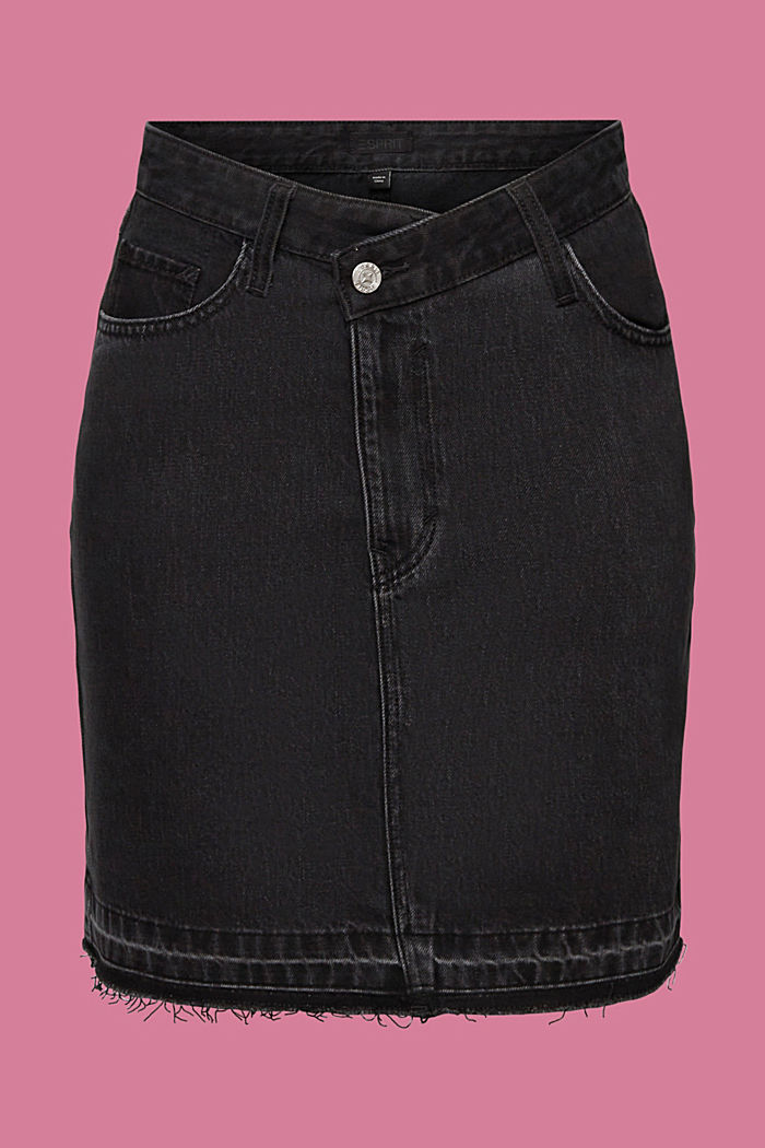 Jeans mini skirt with an asymmetric waistband