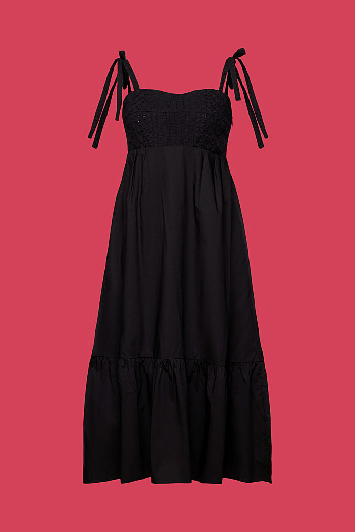 LENZING™ ECOVERO™刺繡中長款連身裙, 黑色, detail-asia image number 5
