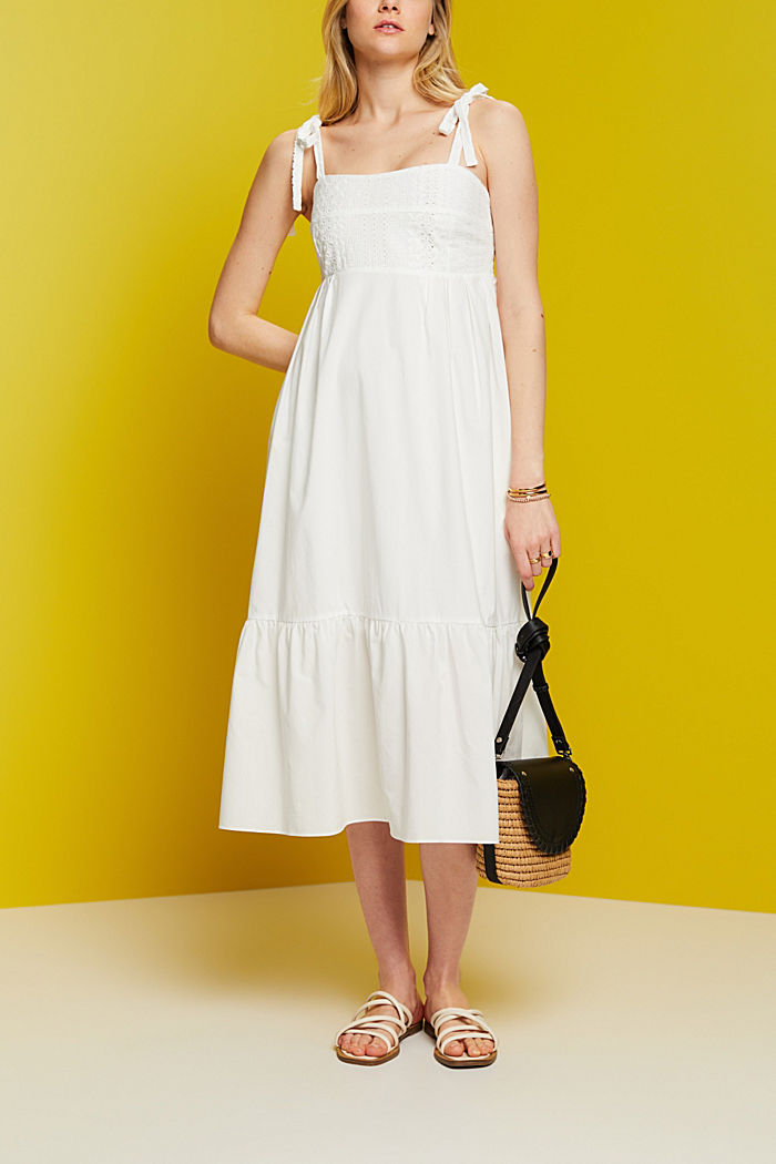 Midi dress with embroidery, LENZING™ ECOVERO™, WHITE, detail-asia image number 1