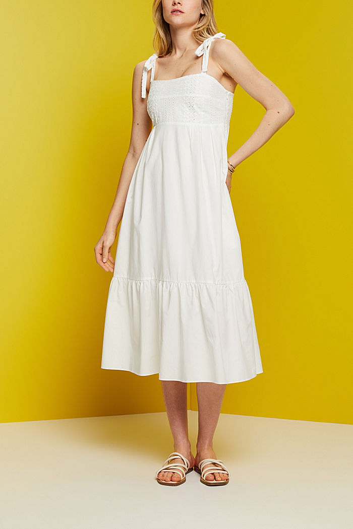 Midi dress with embroidery, LENZING™ ECOVERO™, WHITE, detail-asia image number 4