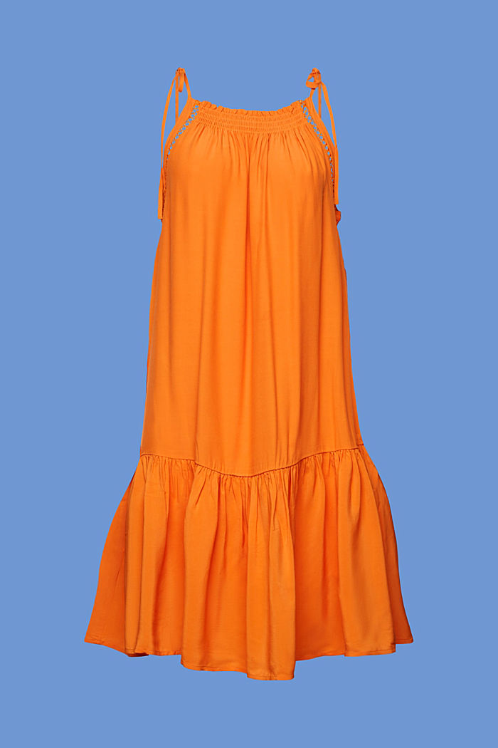 TENCEL™褶皺吊帶連身裙, 橙色, detail-asia image number 6