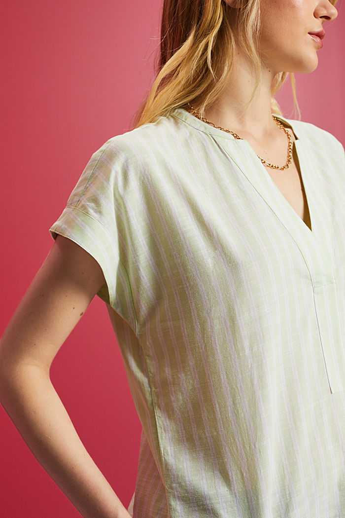 Striped cotton blouse, CITRUS GREEN, detail-asia image number 2