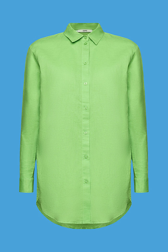 ‌棉麻混紡女裝襯衫, 綠色, detail-asia image number 6