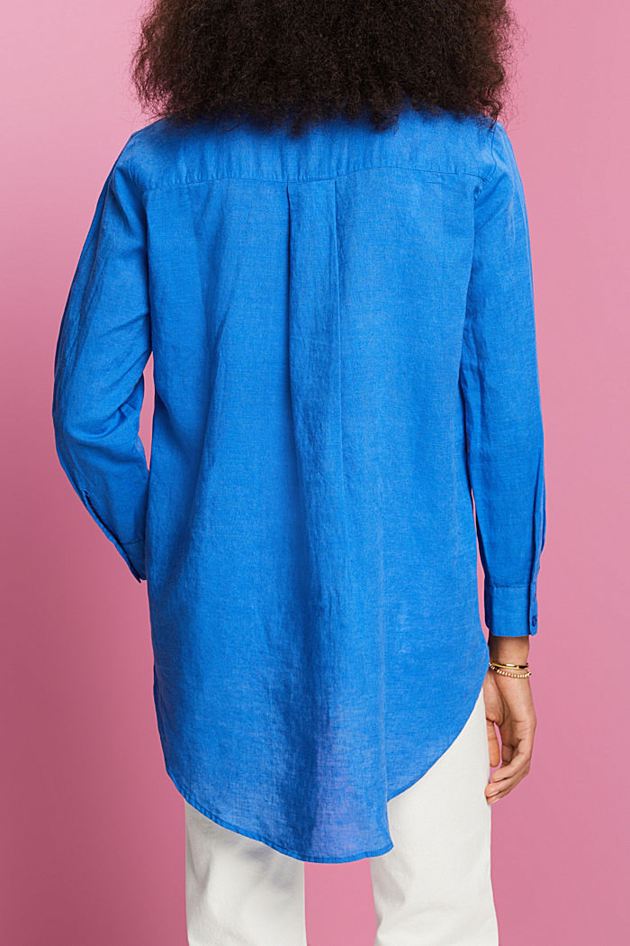 ‌棉麻混紡女裝襯衫, 藍色, detail-asia image number 3